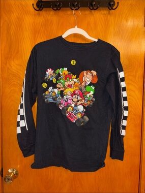Black Mario Kart Long-Sleeve Graphic Tee